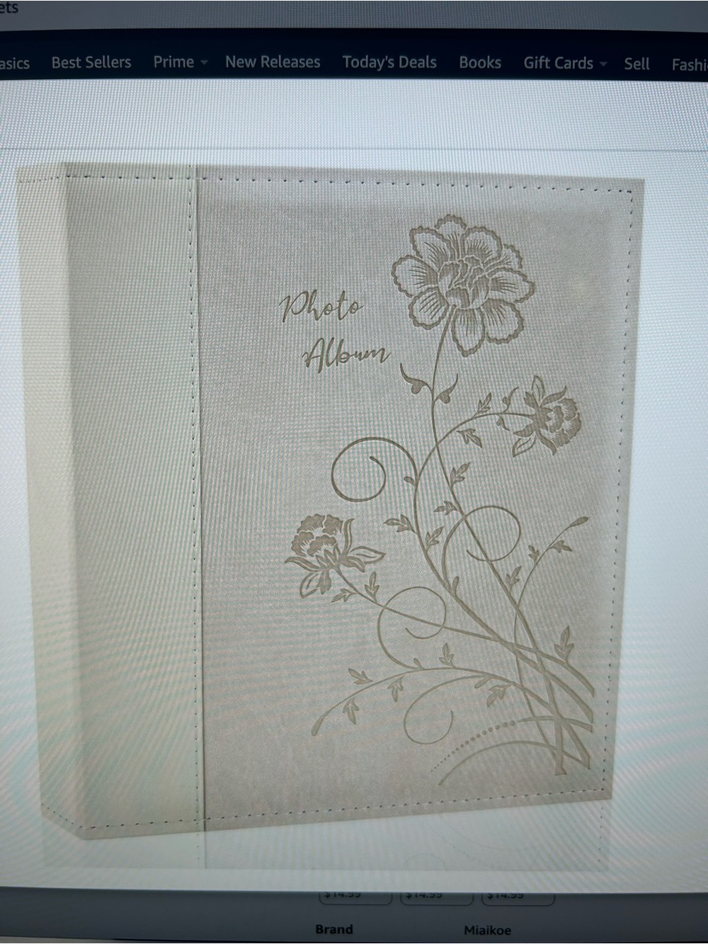 Neutral Floral Photo Album - Beige Flower Design 50 sheet 8x10 sleeves
